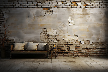 破旧复古的砖墙背景图片