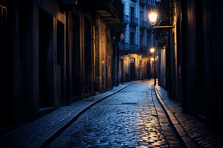 夜色下的黑暗小巷背景图片
