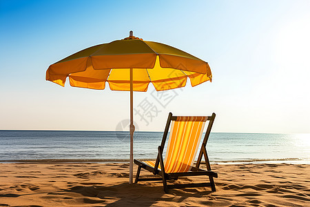 带着遮阳伞的沙滩椅图片