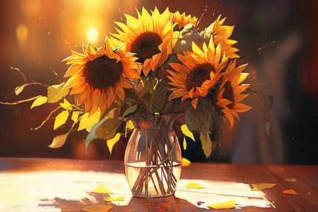 蓬勃生机的向日葵花朵背景图片