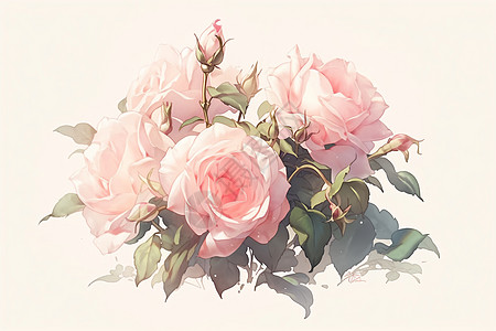花团锦簇的粉色玫瑰花图片