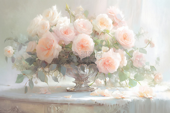 浪漫的粉色玫瑰花朵图片