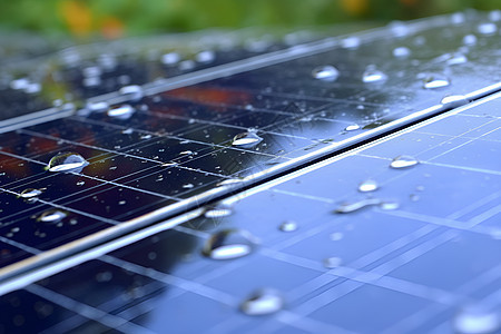 太阳能电板上的水珠图片