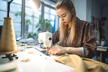 缝纫女工在工作图片