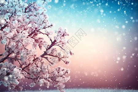 冬日的银雪树高清图片