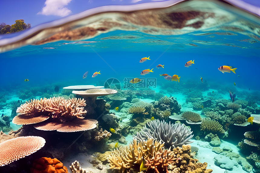 海水里的珊瑚礁图片