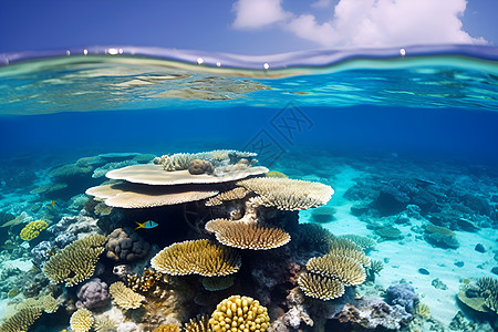 海底世界的珊瑚礁背景图片