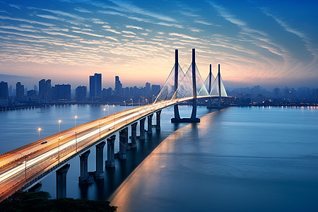 智慧交通夜幕下的城市大桥背景