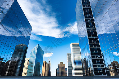 蓝天下的摩天大楼背景图片