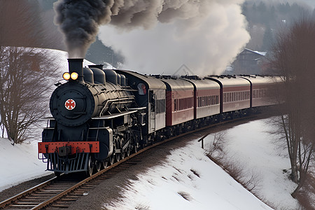 雪乡形势的火车背景图片