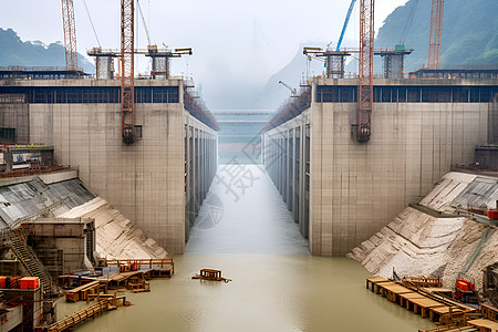 在建的大坝贝尔峡谷水库高清图片