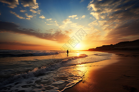 日落下的海滩图片