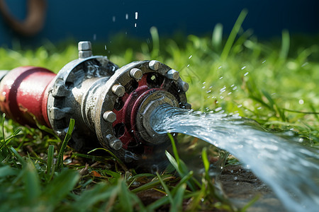 草地上的灌溉水管图片