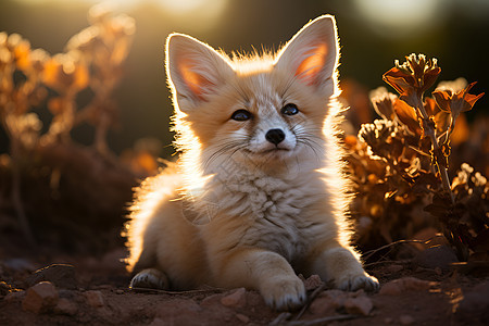 阳光下可爱的狐狸图片