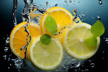 水与水果素材柠檬与水的交融背景
