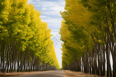 路边植物道路边种满了树背景