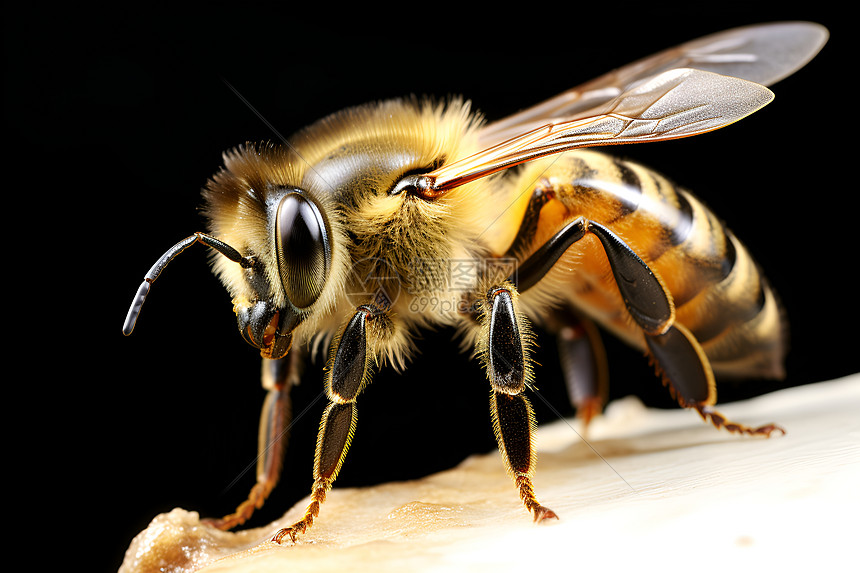 一只黄色的蜜蜂图片