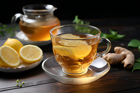 清晨的一杯柠檬姜茶图片
