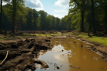 森林的泥泞河流图片