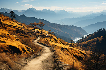 秋天的山脉背景图片