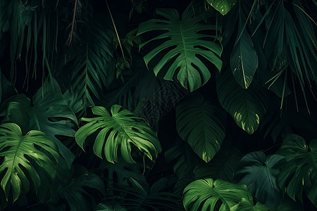 茂盛热带森林的植物背景图片
