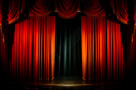 红幕下的灯光和舞台背景图片