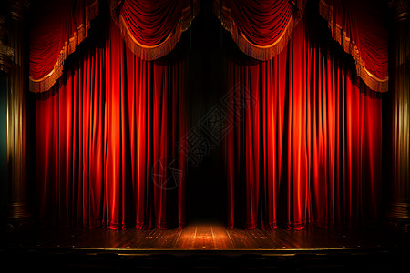 红色帷幕下的舞台图片