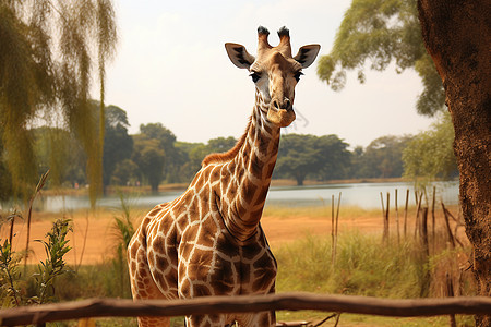 食草动物的长颈鹿背景图片