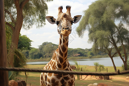 呆萌可爱的长颈鹿背景图片