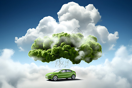 云下的环保之车背景图片