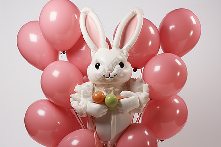 气球中可爱的兔子高清图片
