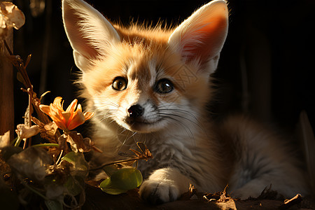趴着的野生狐狸幼崽图片