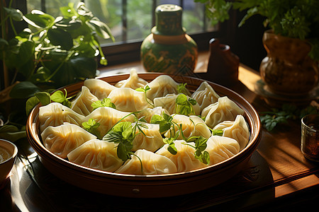 烹饪的面食蒸饺背景图片