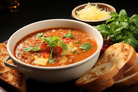 瓷碗里的美味番茄汤图片