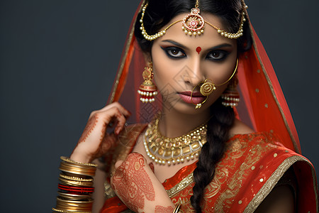 女性配饰美丽的印度女子背景