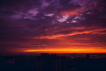 夜幕低垂的城市夜景背景图片