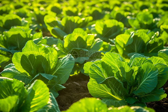 田地上照耀着阳光的绿叶植物图片