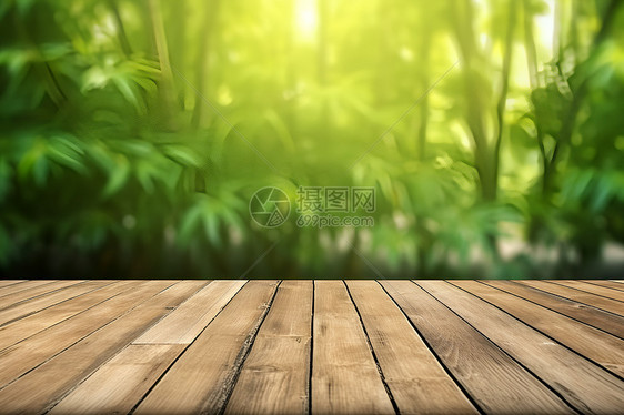 竹林间的木板小路图片