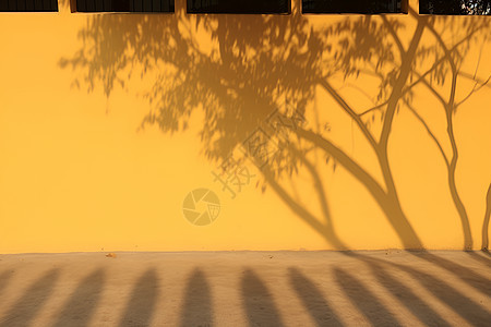 黄墙上树的影子图片
