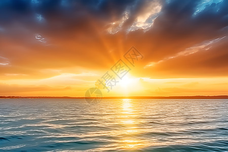 照耀云朵海洋的日落图片