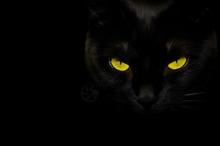 黄眼睛的黑猫图片