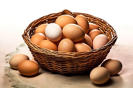 鸡蛋摆在篮子里图片