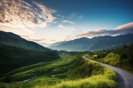 高山中的高速公路图片