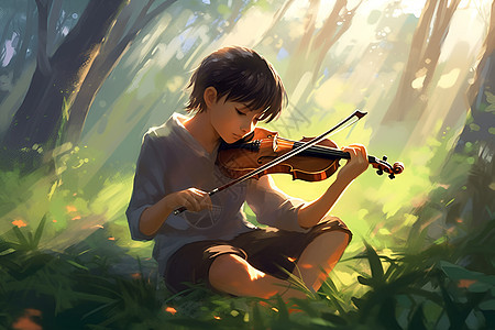 拉小提琴的男孩图片