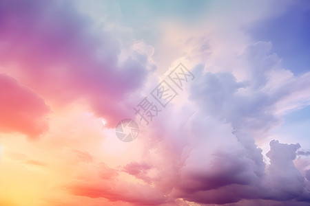 夕阳下天空的彩云图片