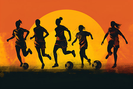 夕阳下的足球少年背景图片