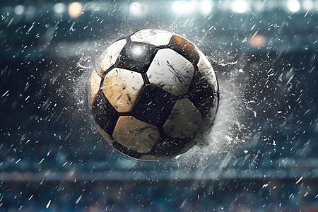 暴雨中运动的足球图片
