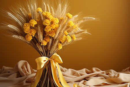 麦秆捆束成的花束图片