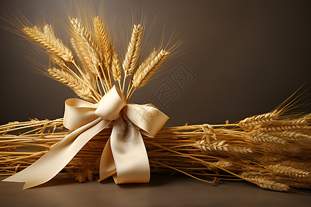小麦捆上的丝带图片