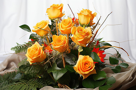 浪漫的玫瑰花束背景图片